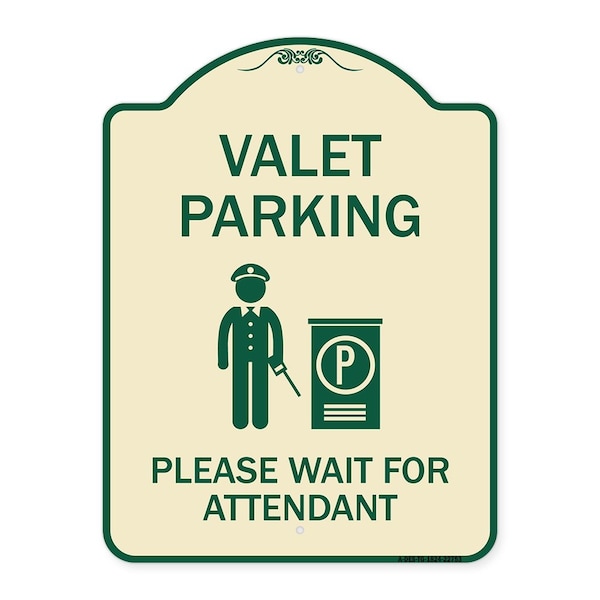 Valet Parking Please Wait for Attendant Heavy-Gauge Aluminum Sign, 24" x 18", TG-1824-22753